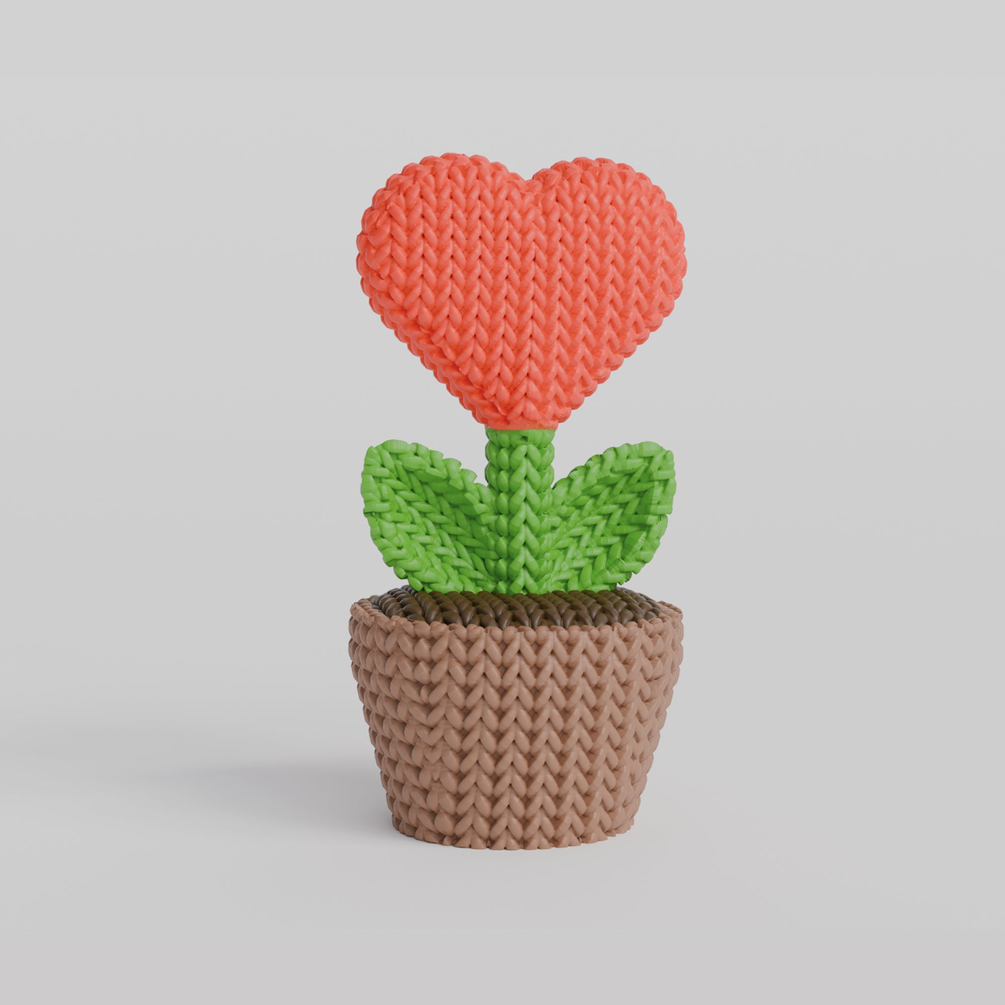 3D Örgü Çiçek Kalp